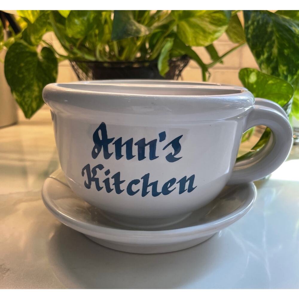 Personalized Ann's Kitchen Stoneware Decorative Tea Cups and Saucers - Picture 4 of 12